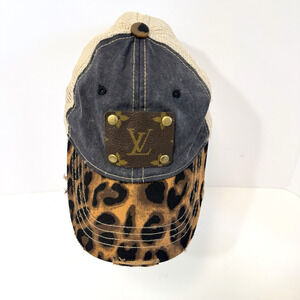 Keep it Gypsy Louis Vuitton Up-Cycled Hat Leopard Mesh Back Baseball Cap OS